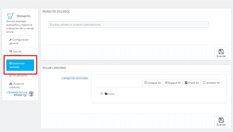 Cómo excluir contenido de un sitemap